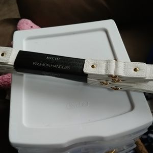 Miche white handles with gold accents. New